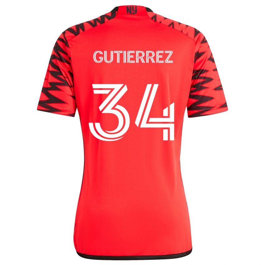 Niño Camiseta Juan Gutierrez #34 Rojo Negro Blanco 2ª Equipación 2024/25 La Camisa Argentina