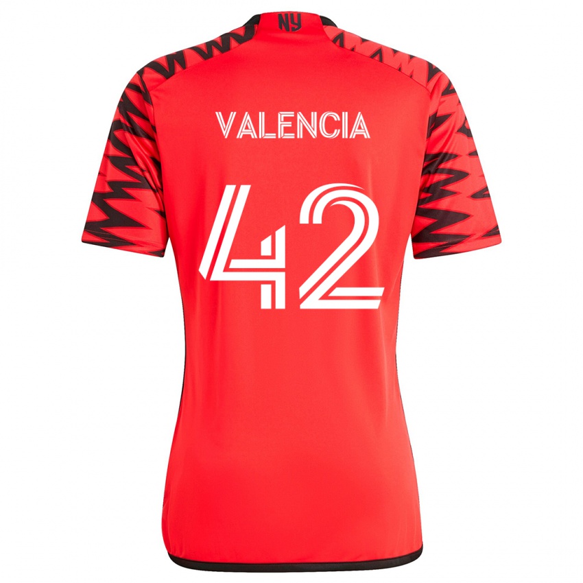 Niño Camiseta Omar Valencia #42 Rojo Negro Blanco 2ª Equipación 2024/25 La Camisa Argentina