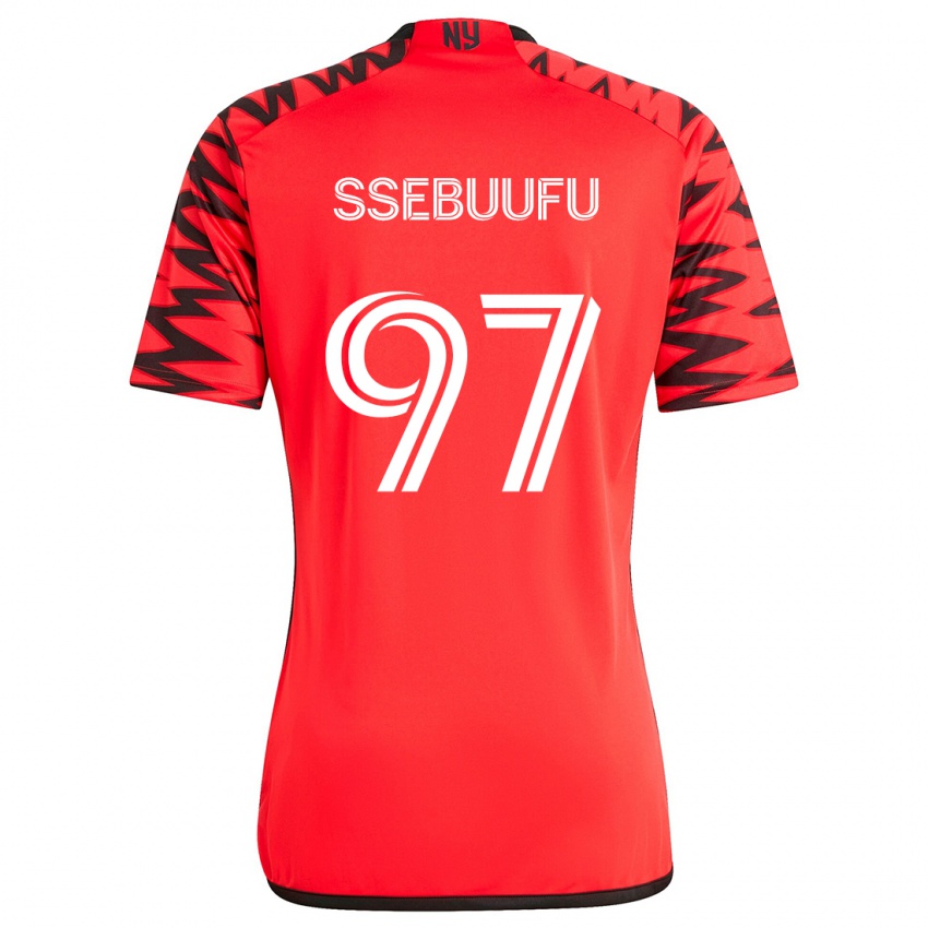 Niño Camiseta Frank Ssebuufu #97 Rojo Negro Blanco 2ª Equipación 2024/25 La Camisa Argentina