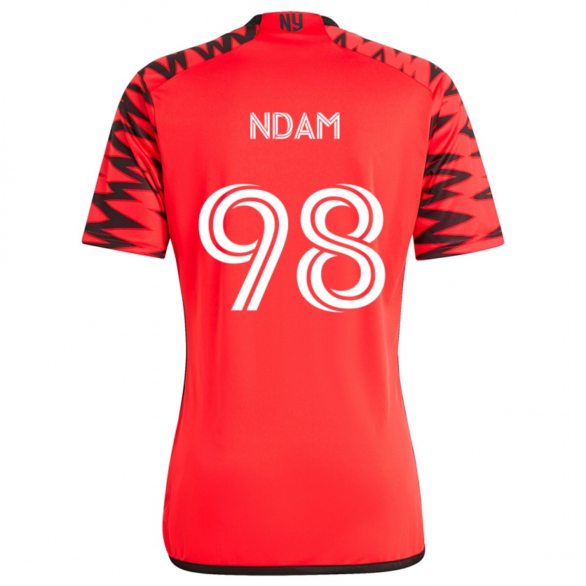 Niño Camiseta Hassan Ndam #98 Rojo Negro Blanco 2ª Equipación 2024/25 La Camisa Argentina