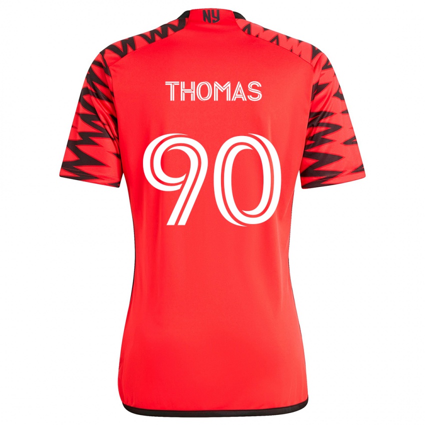 Niño Camiseta Oladayo Thomas #90 Rojo Negro Blanco 2ª Equipación 2024/25 La Camisa Argentina