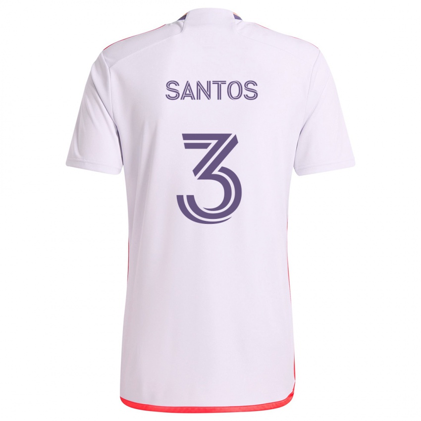 Niño Camiseta Rafael Santos #3 Blanco Rojo Púrpura 2ª Equipación 2024/25 La Camisa Argentina