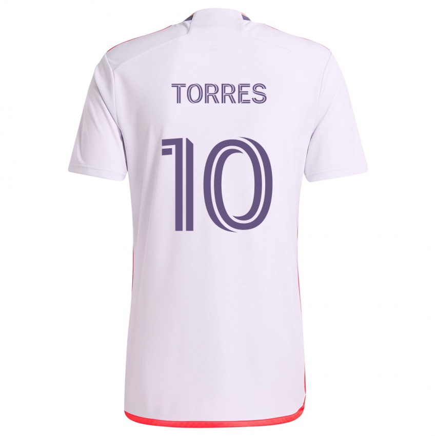 Niño Camiseta Facundo Torres #10 Blanco Rojo Púrpura 2ª Equipación 2024/25 La Camisa Argentina