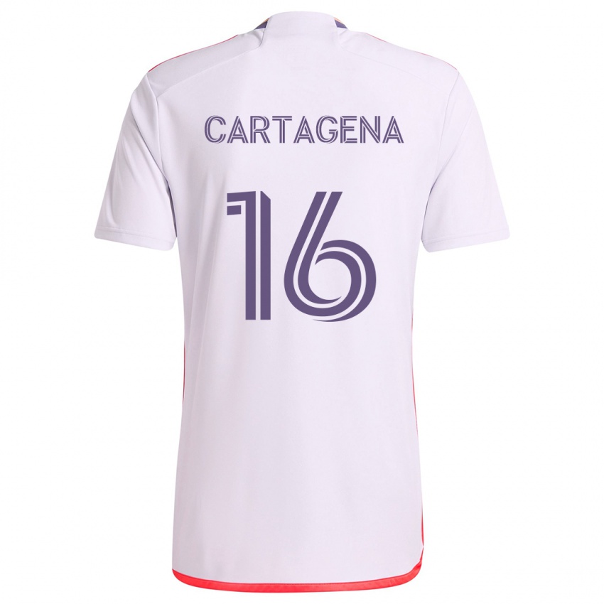 Niño Camiseta Wilder Cartagena #16 Blanco Rojo Púrpura 2ª Equipación 2024/25 La Camisa Argentina