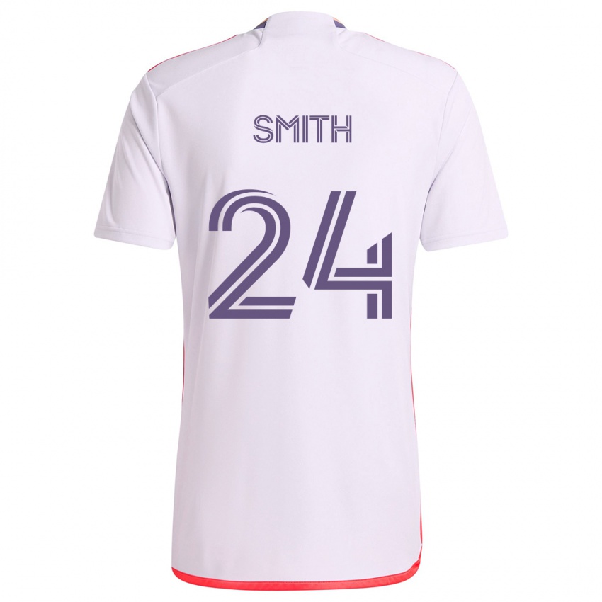 Niño Camiseta Kyle Smith #24 Blanco Rojo Púrpura 2ª Equipación 2024/25 La Camisa Argentina