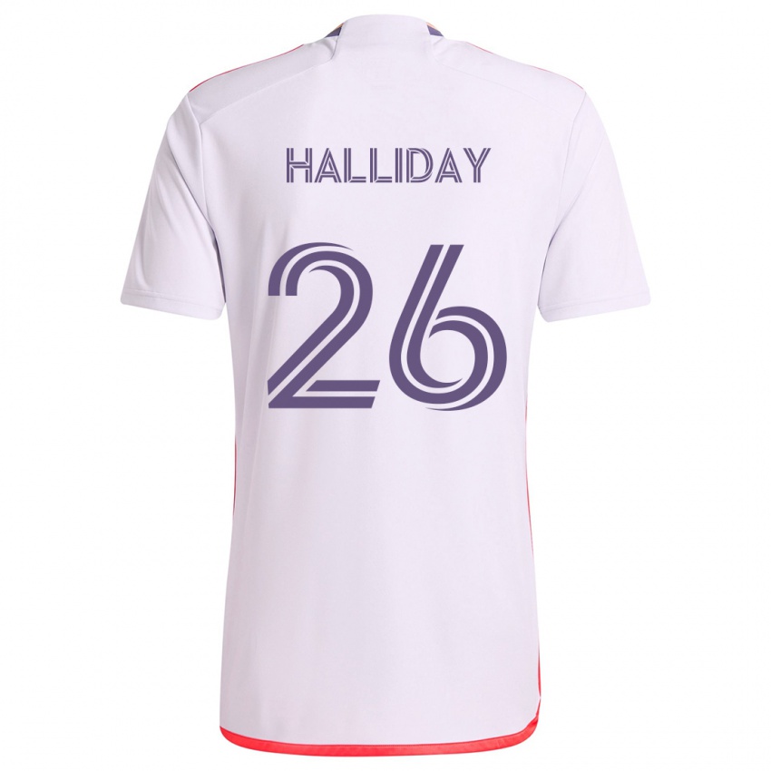 Niño Camiseta Michael Halliday #26 Blanco Rojo Púrpura 2ª Equipación 2024/25 La Camisa Argentina