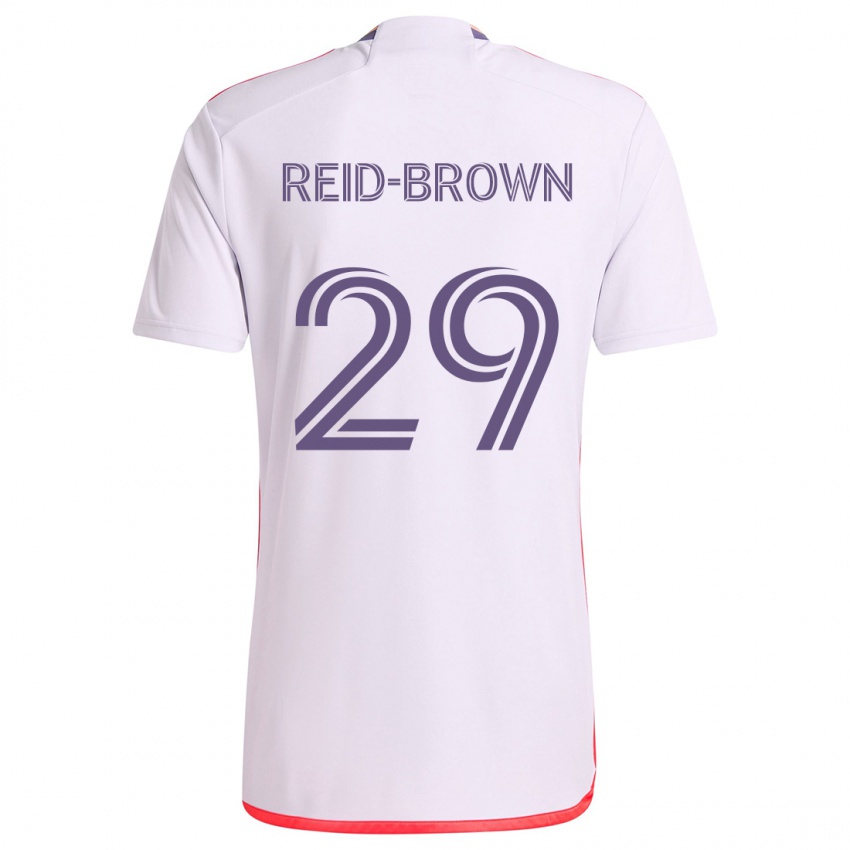 Niño Camiseta Tahir Reid-Brown #29 Blanco Rojo Púrpura 2ª Equipación 2024/25 La Camisa Argentina