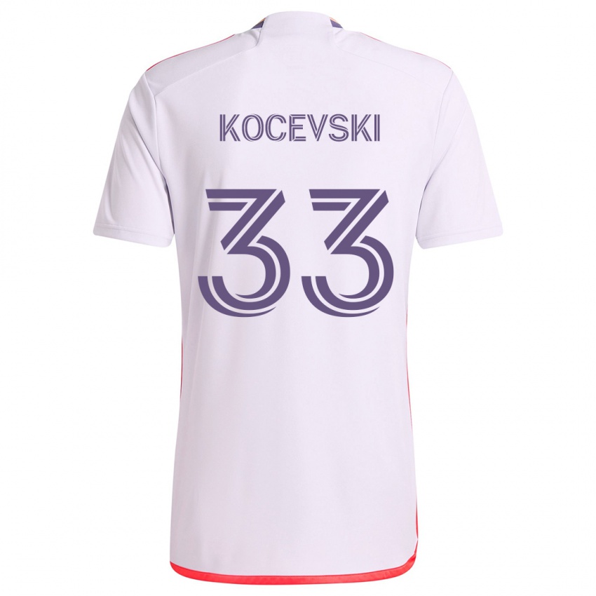 Niño Camiseta Jeorgio Kocevski #33 Blanco Rojo Púrpura 2ª Equipación 2024/25 La Camisa Argentina