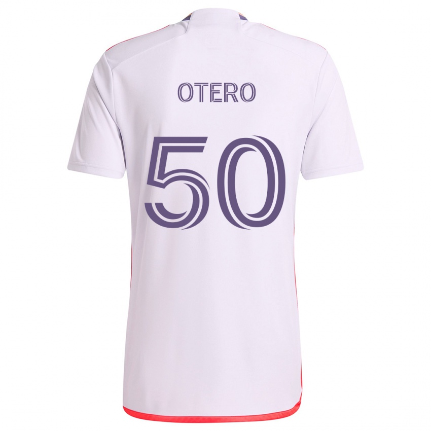 Niño Camiseta Javier Otero #50 Blanco Rojo Púrpura 2ª Equipación 2024/25 La Camisa Argentina