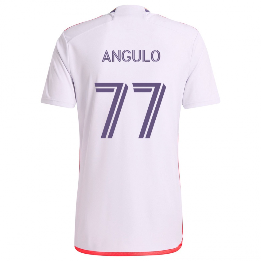 Niño Camiseta Iván Angulo #77 Blanco Rojo Púrpura 2ª Equipación 2024/25 La Camisa Argentina