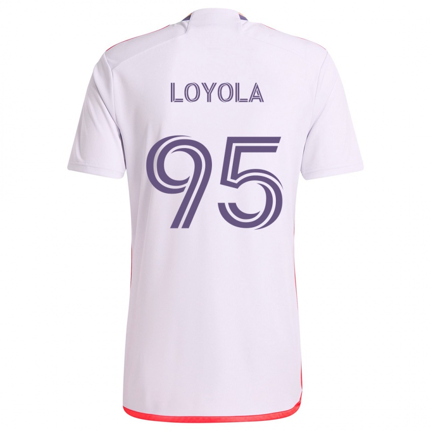 Niño Camiseta Favian Loyola #95 Blanco Rojo Púrpura 2ª Equipación 2024/25 La Camisa Argentina