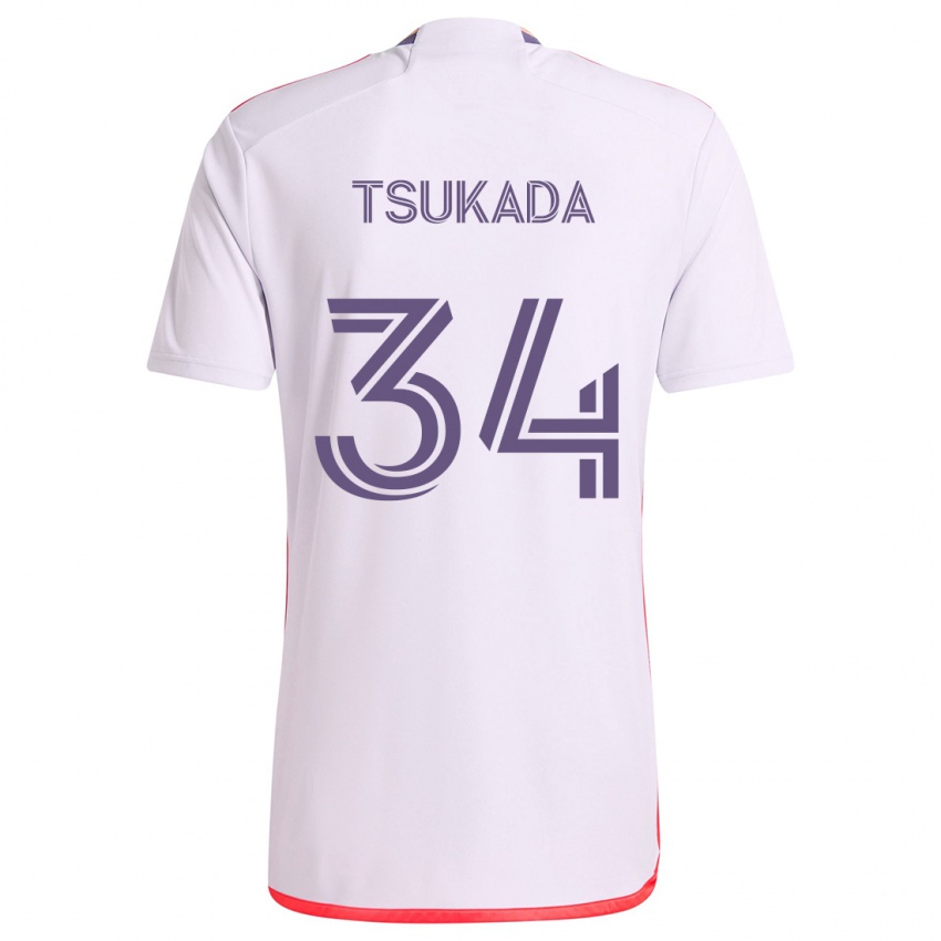 Niño Camiseta Yutaro Tsukada #34 Blanco Rojo Púrpura 2ª Equipación 2024/25 La Camisa Argentina