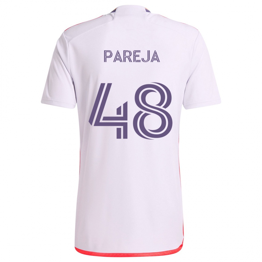 Niño Camiseta Diego Pareja #48 Blanco Rojo Púrpura 2ª Equipación 2024/25 La Camisa Argentina