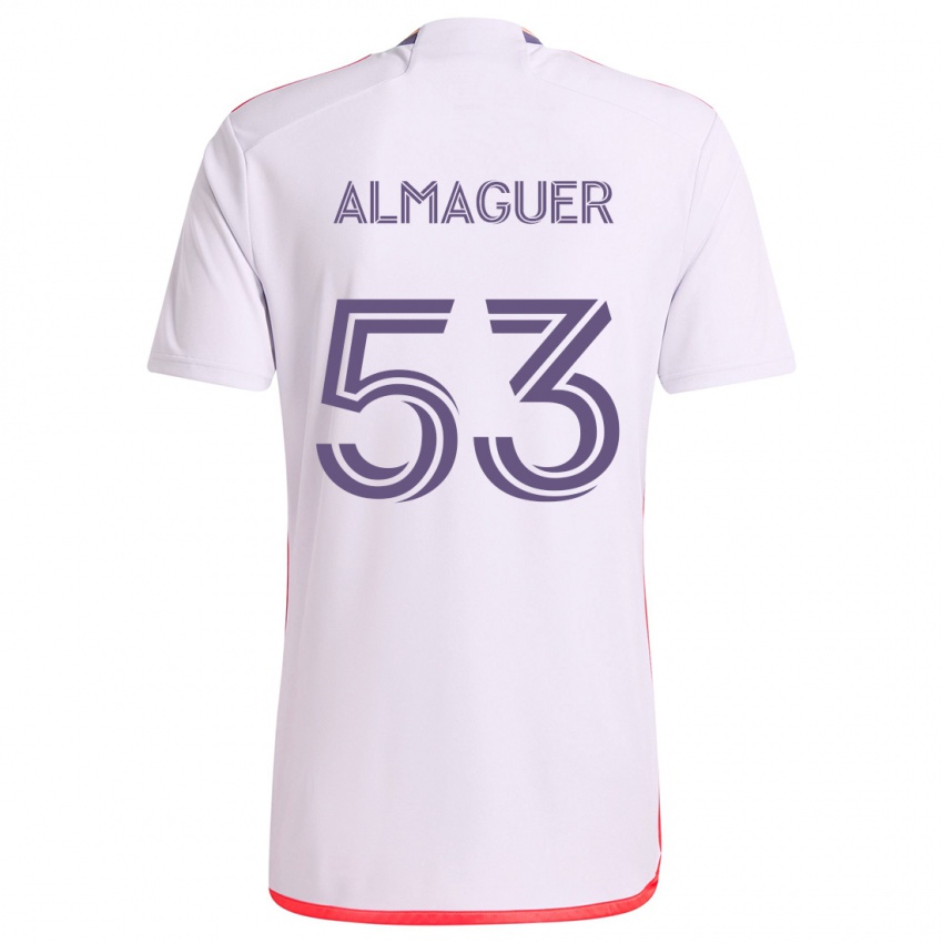 Niño Camiseta Jorge Almaguer #53 Blanco Rojo Púrpura 2ª Equipación 2024/25 La Camisa Argentina