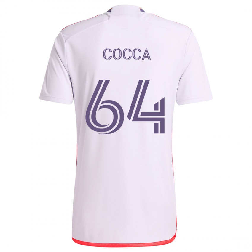 Niño Camiseta Manuel Cocca #64 Blanco Rojo Púrpura 2ª Equipación 2024/25 La Camisa Argentina