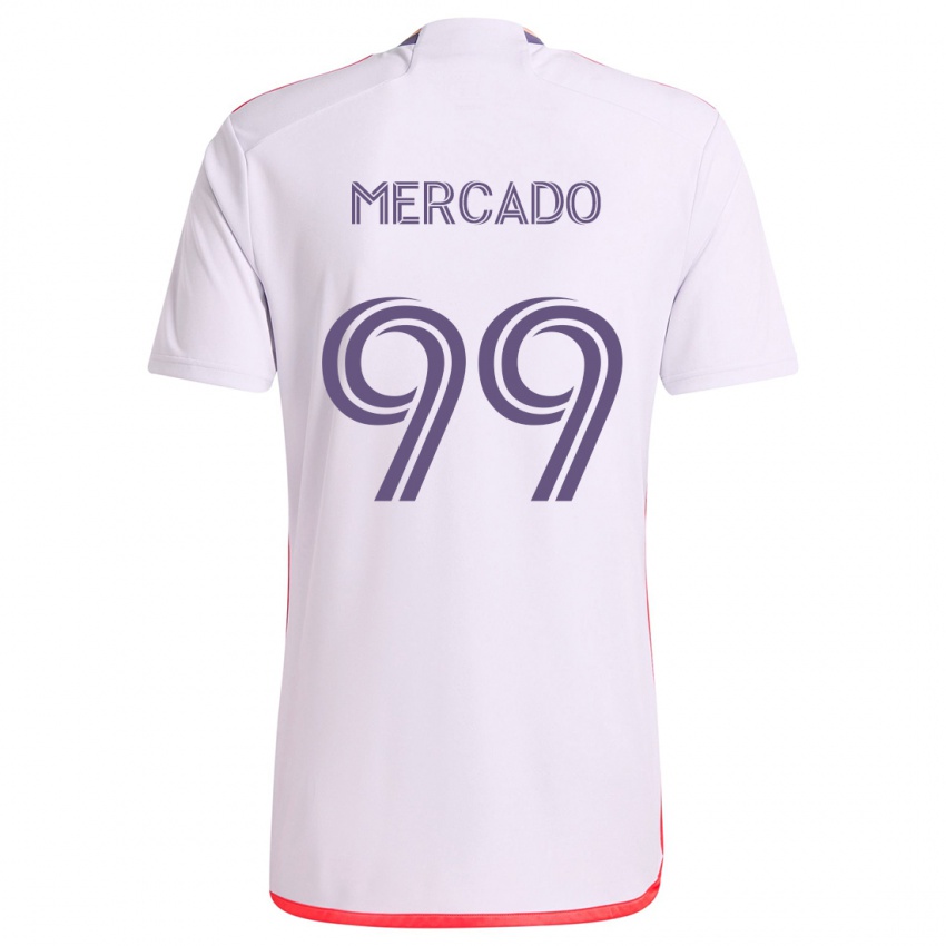 Niño Camiseta Carlos Mercado #99 Blanco Rojo Púrpura 2ª Equipación 2024/25 La Camisa Argentina