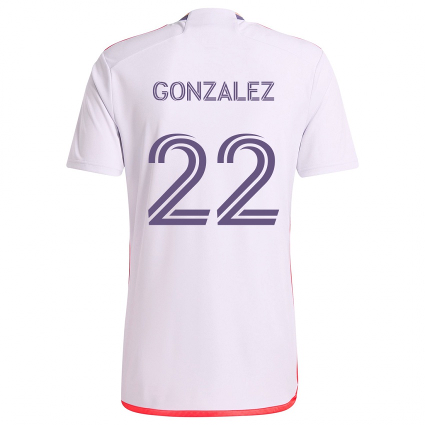 Niño Camiseta Gastón González #22 Blanco Rojo Púrpura 2ª Equipación 2024/25 La Camisa Argentina