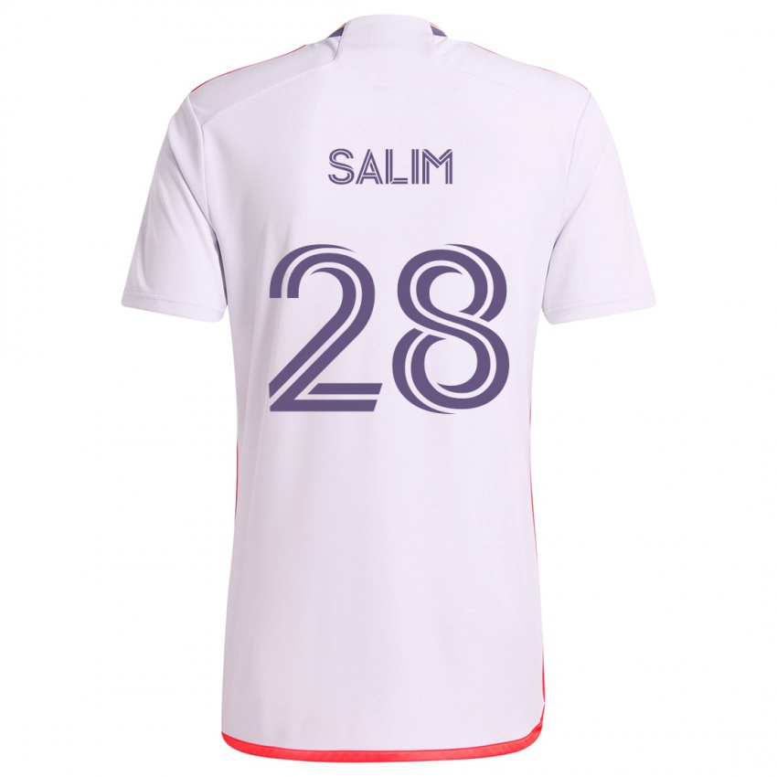 Niño Camiseta Abdi Salim #28 Blanco Rojo Púrpura 2ª Equipación 2024/25 La Camisa Argentina