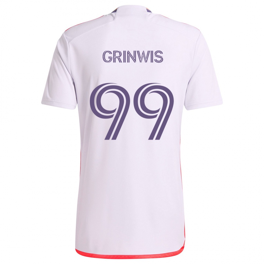 Niño Camiseta Adam Grinwis #99 Blanco Rojo Púrpura 2ª Equipación 2024/25 La Camisa Argentina