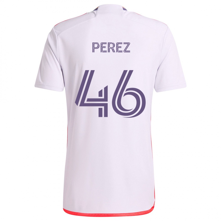 Niño Camiseta Franco Pérez #46 Blanco Rojo Púrpura 2ª Equipación 2024/25 La Camisa Argentina