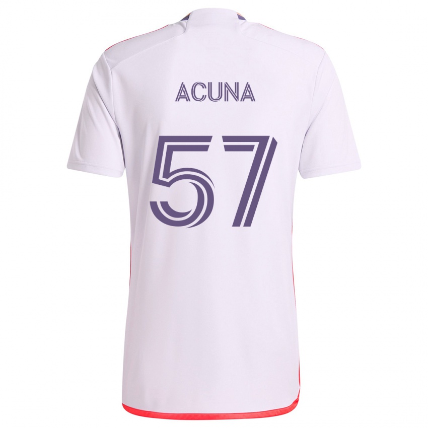 Niño Camiseta Cristofer Acuña #57 Blanco Rojo Púrpura 2ª Equipación 2024/25 La Camisa Argentina