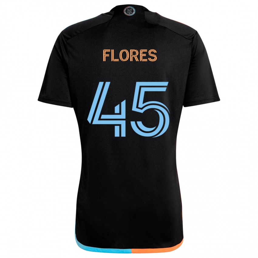 Niño Camiseta Brian Flores #45 Negro Naranja Azul 2ª Equipación 2024/25 La Camisa Argentina