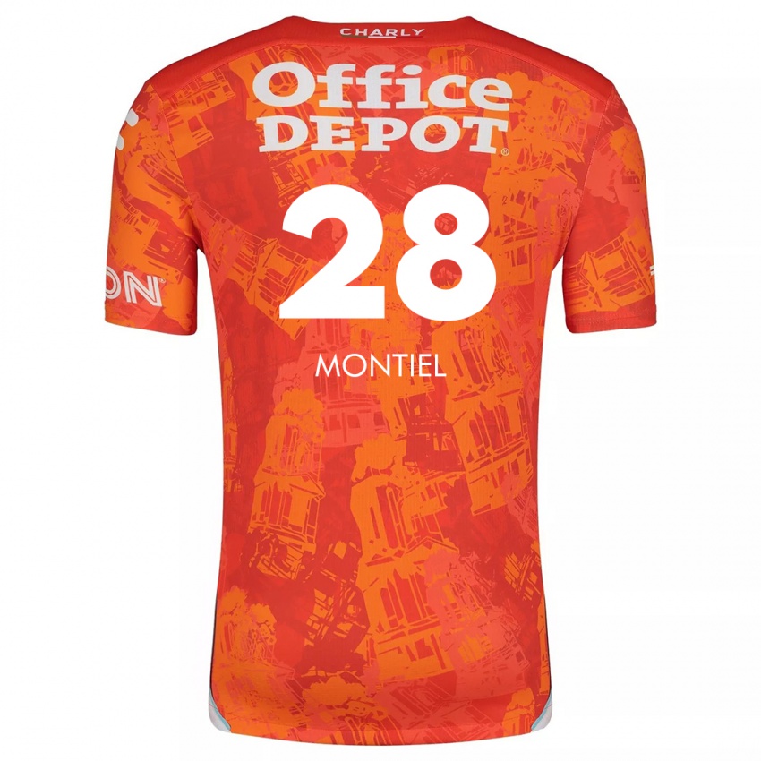 Niño Camiseta Elías Montiel #28 Naranja Blanco 2ª Equipación 2024/25 La Camisa Argentina