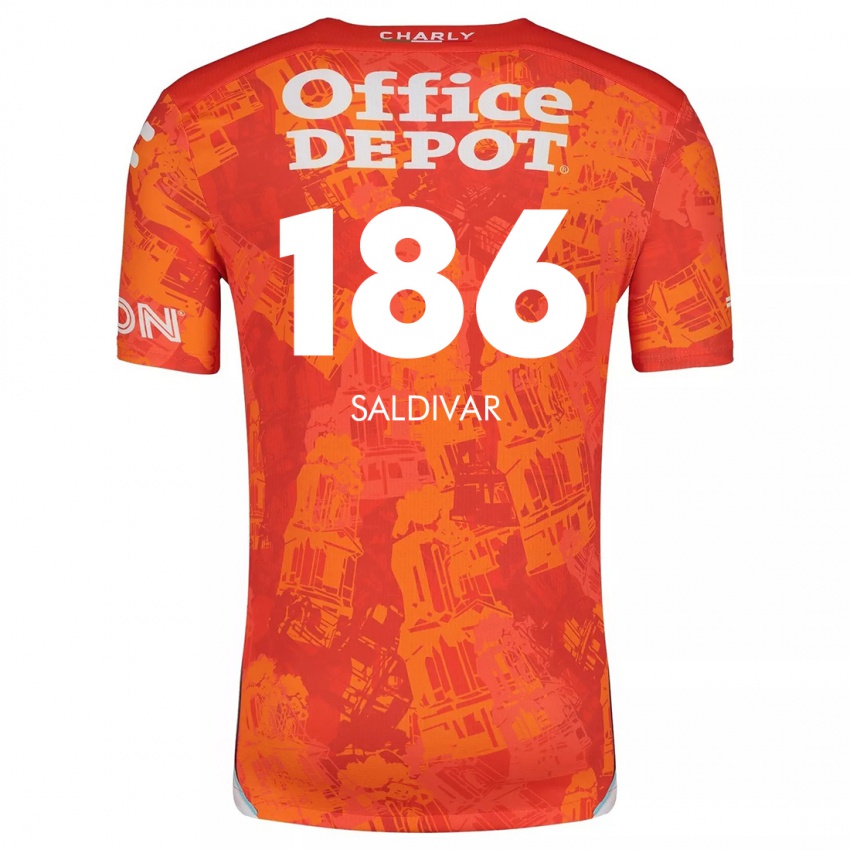 Niño Camiseta José Saldívar #186 Naranja Blanco 2ª Equipación 2024/25 La Camisa Argentina