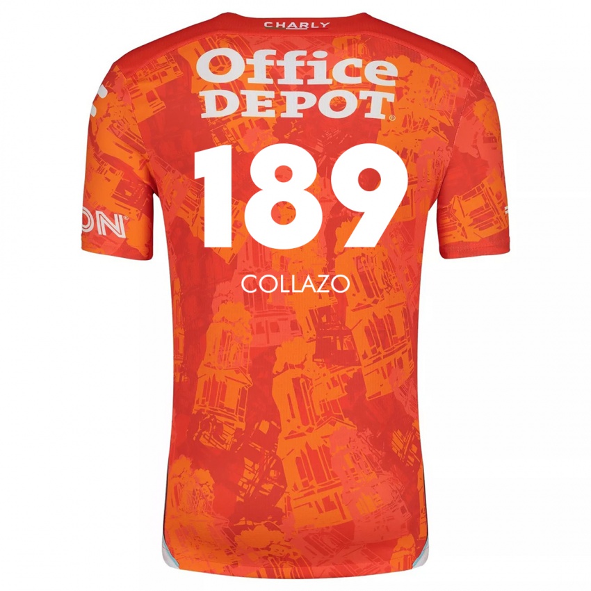 Niño Camiseta David Collazo #189 Naranja Blanco 2ª Equipación 2024/25 La Camisa Argentina