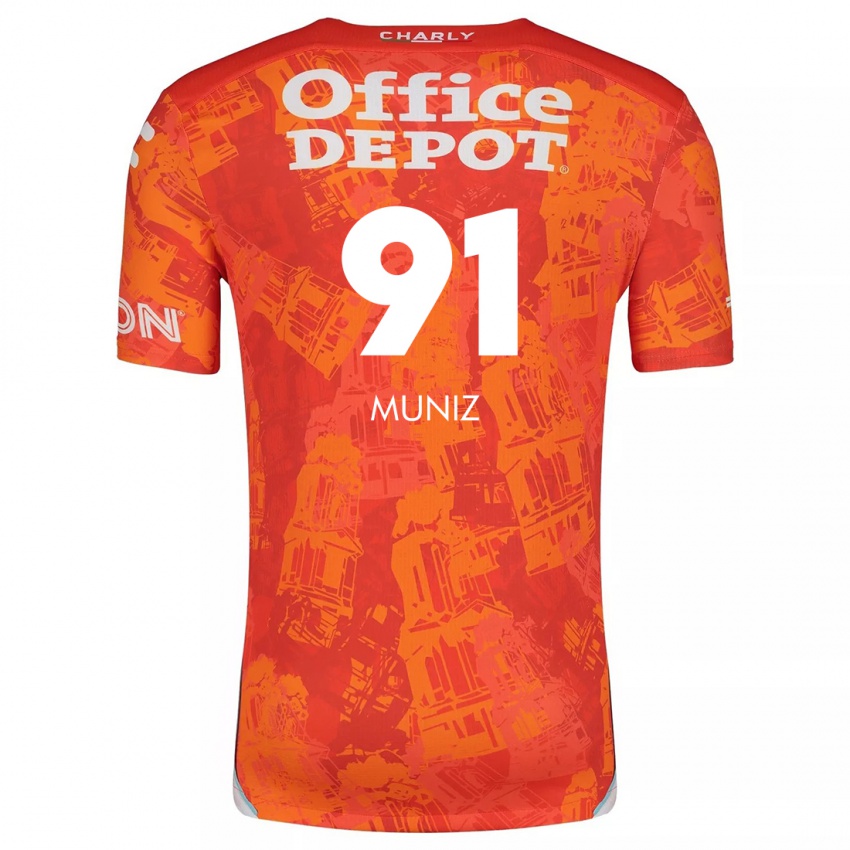 Niño Camiseta Brandon Muñiz #91 Naranja Blanco 2ª Equipación 2024/25 La Camisa Argentina