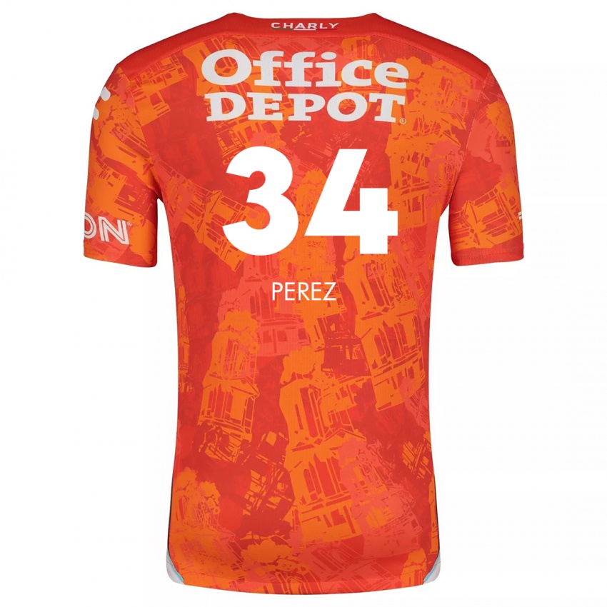 Niño Camiseta Julio Pérez #34 Naranja Blanco 2ª Equipación 2024/25 La Camisa Argentina