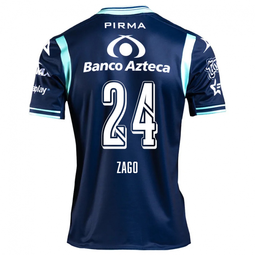 Niño Camiseta Diego Zago #24 Azul Marino 2ª Equipación 2024/25 La Camisa Argentina