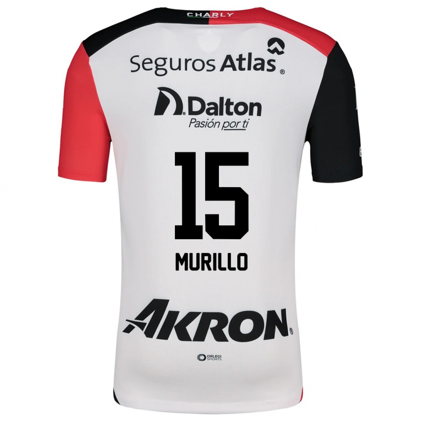 Niño Camiseta Jhon Murillo #15 Blanco Rojo Negro 2ª Equipación 2024/25 La Camisa Argentina