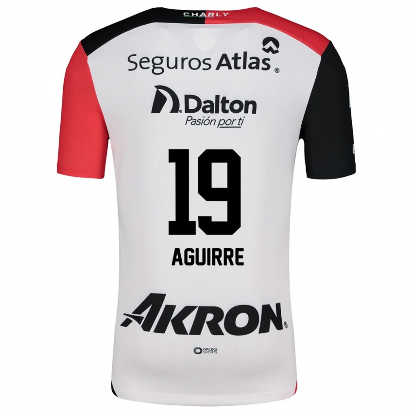 Niño Camiseta Eduardo Aguirre #19 Blanco Rojo Negro 2ª Equipación 2024/25 La Camisa Argentina