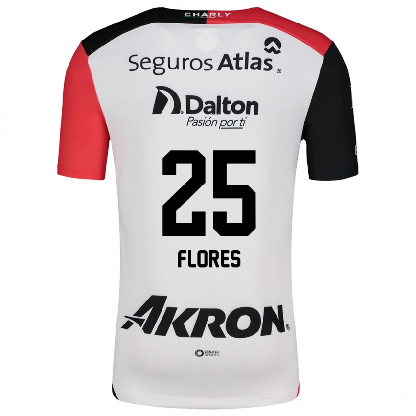 Niño Camiseta Leonardo Flores #25 Blanco Rojo Negro 2ª Equipación 2024/25 La Camisa Argentina