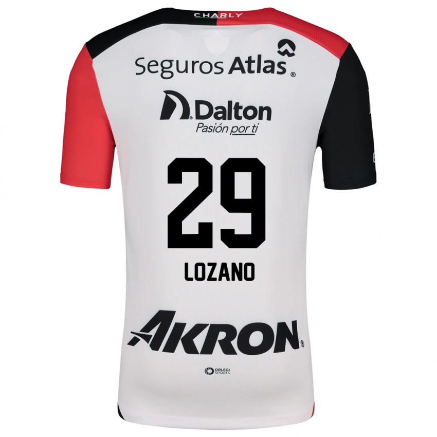 Niño Camiseta Brian Lozano #29 Blanco Rojo Negro 2ª Equipación 2024/25 La Camisa Argentina