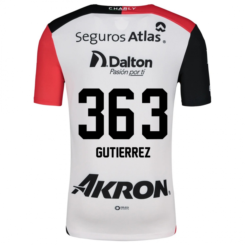 Niño Camiseta Orlando Gutiérrez #363 Blanco Rojo Negro 2ª Equipación 2024/25 La Camisa Argentina