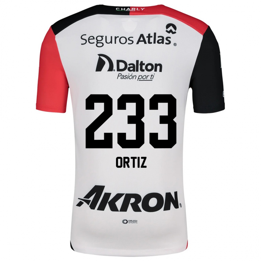 Niño Camiseta Brandon Ortiz #233 Blanco Rojo Negro 2ª Equipación 2024/25 La Camisa Argentina