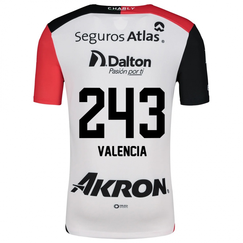 Niño Camiseta Luis Valencia #243 Blanco Rojo Negro 2ª Equipación 2024/25 La Camisa Argentina