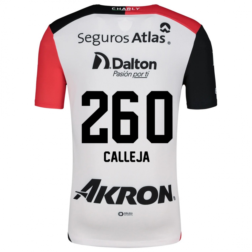 Niño Camiseta Diego Calleja #260 Blanco Rojo Negro 2ª Equipación 2024/25 La Camisa Argentina