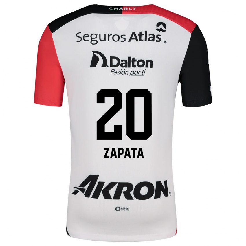 Niño Camiseta Juan Zapata #20 Blanco Rojo Negro 2ª Equipación 2024/25 La Camisa Argentina