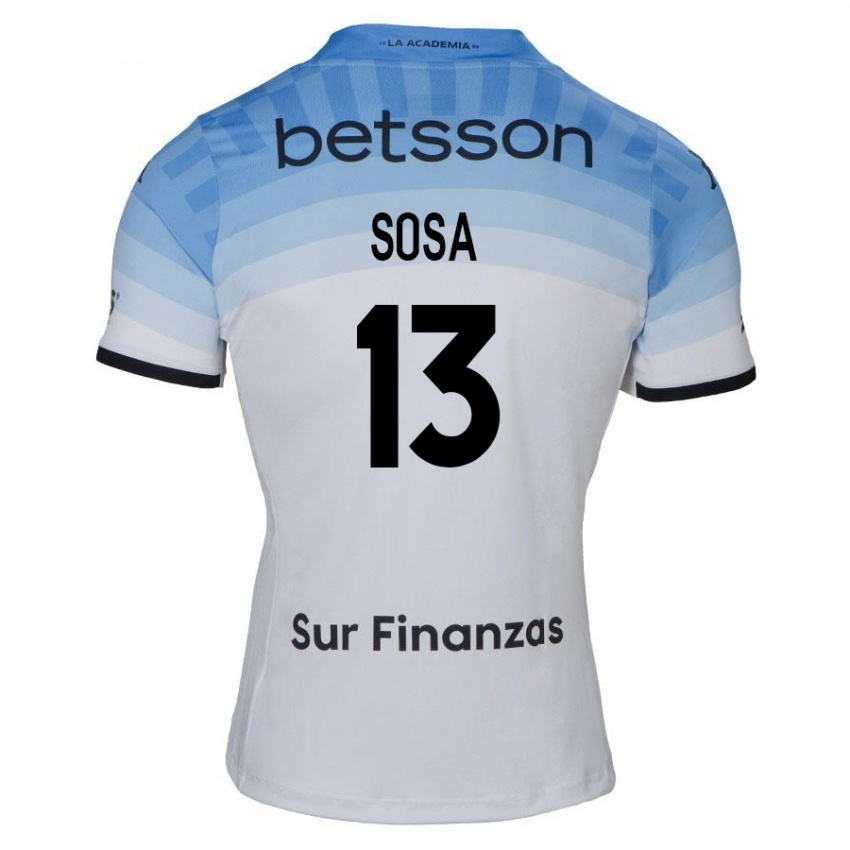 Niño Camiseta Santiago Sosa #13 Blanco Azul Negro 2ª Equipación 2024/25 La Camisa Argentina