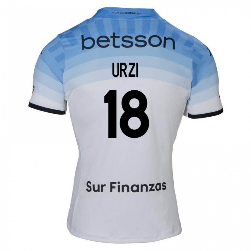 Niño Camiseta Agustín Urzi #18 Blanco Azul Negro 2ª Equipación 2024/25 La Camisa Argentina