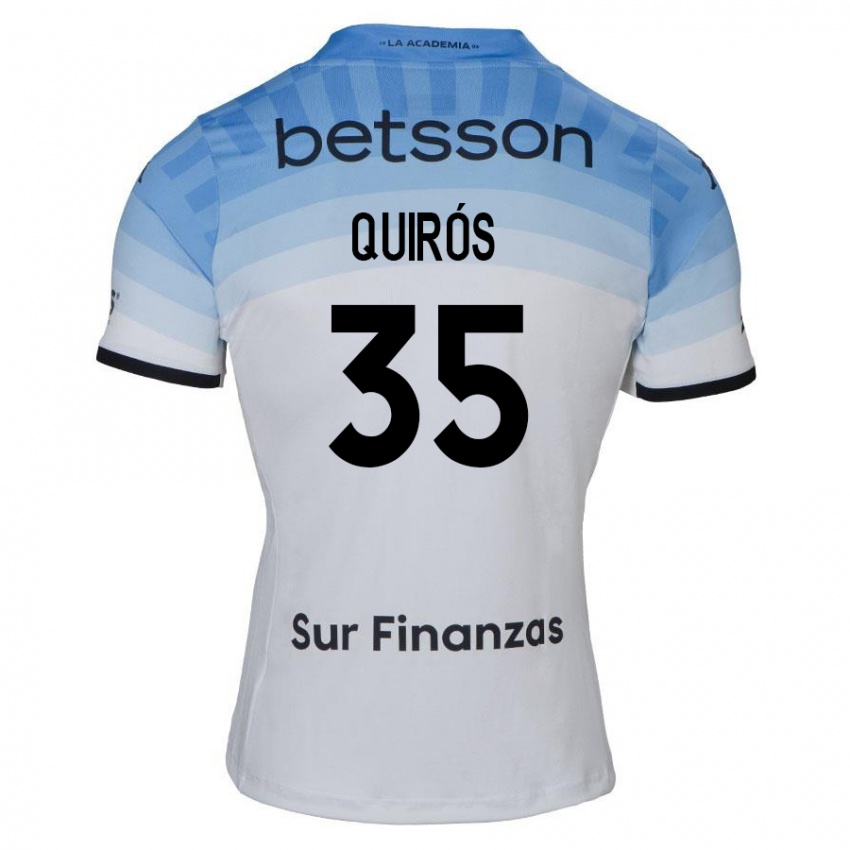 Niño Camiseta Santiago Quirós #35 Blanco Azul Negro 2ª Equipación 2024/25 La Camisa Argentina