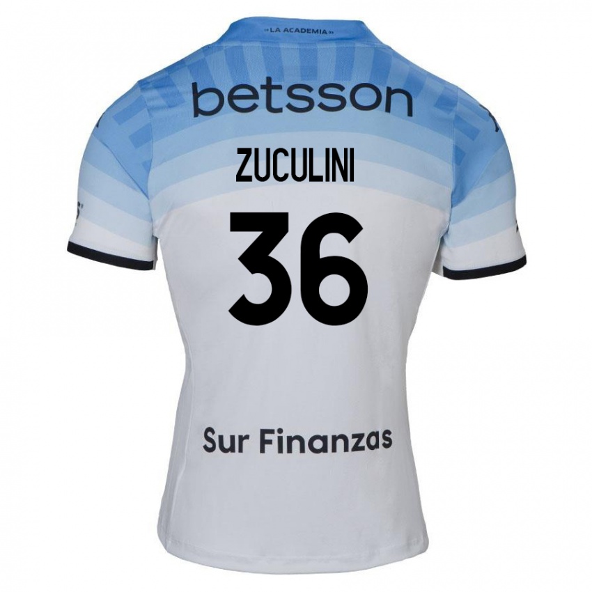 Niño Camiseta Bruno Zuculini #36 Blanco Azul Negro 2ª Equipación 2024/25 La Camisa Argentina