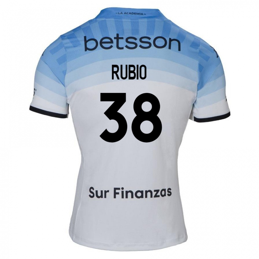 Niño Camiseta Tobías Rubio #38 Blanco Azul Negro 2ª Equipación 2024/25 La Camisa Argentina