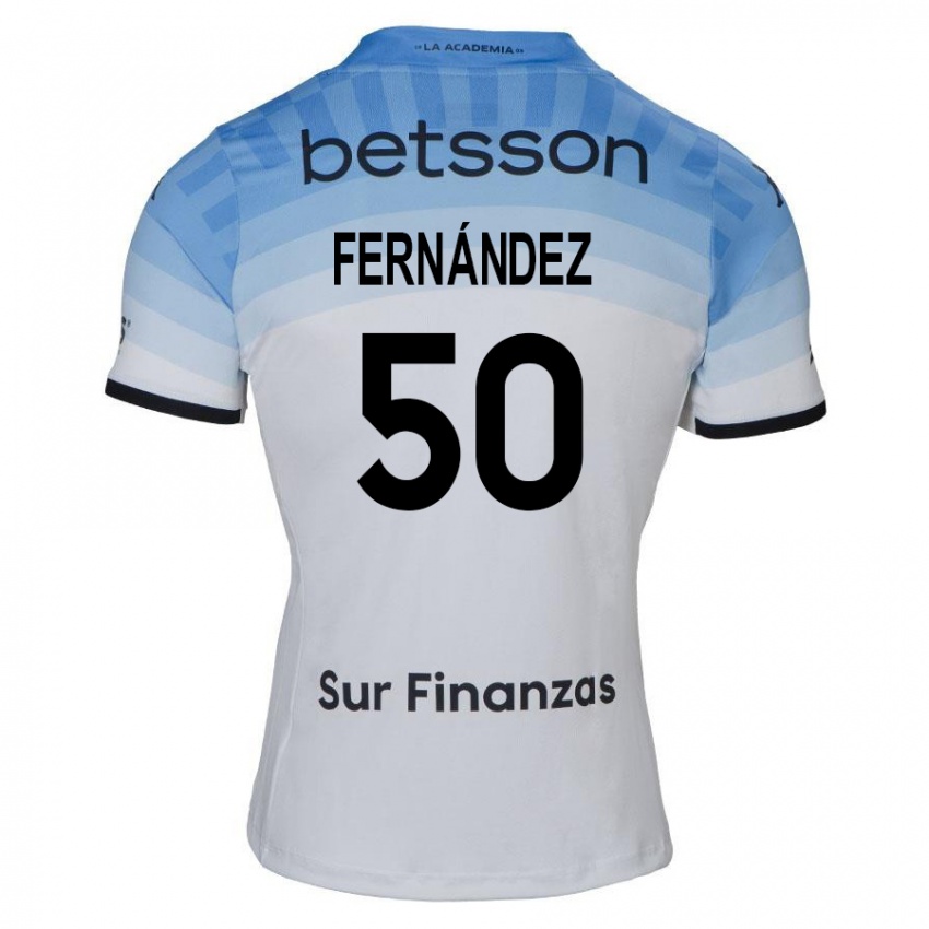 Niño Camiseta Román Fernández #50 Blanco Azul Negro 2ª Equipación 2024/25 La Camisa Argentina