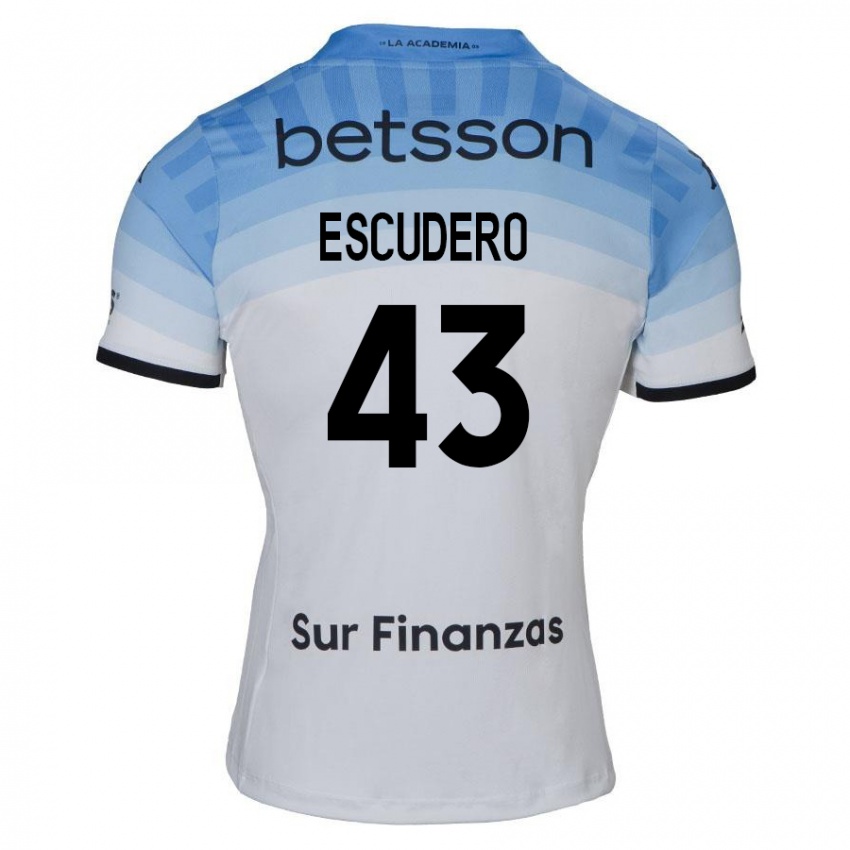 Niño Camiseta Gonzalo Escudero #43 Blanco Azul Negro 2ª Equipación 2024/25 La Camisa Argentina