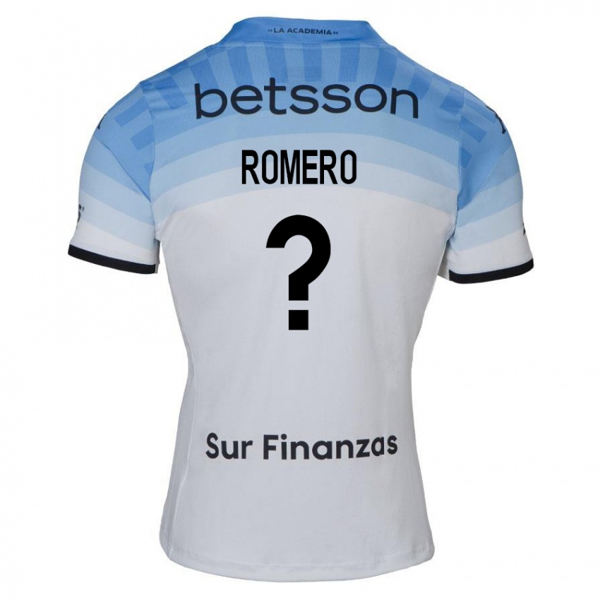 Niño Camiseta Benicio Romero #0 Blanco Azul Negro 2ª Equipación 2024/25 La Camisa Argentina