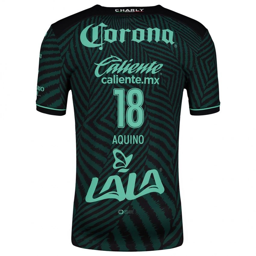 Niño Camiseta Pedro Aquino #18 Verde Negro 2ª Equipación 2024/25 La Camisa Argentina